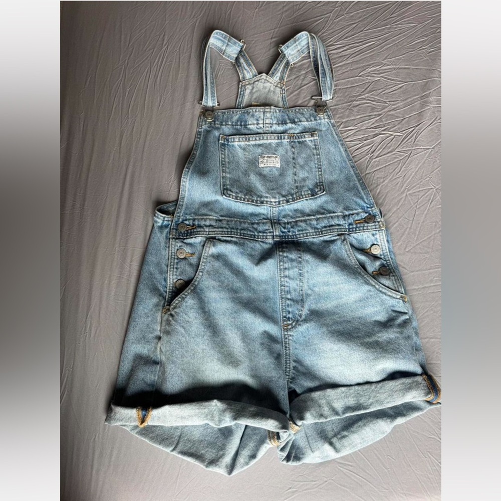 Levi's Light Blue Denim Short Overalls